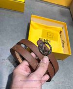 Perfect Fendi Belt Replica Online - Brown Leather SS Buckle